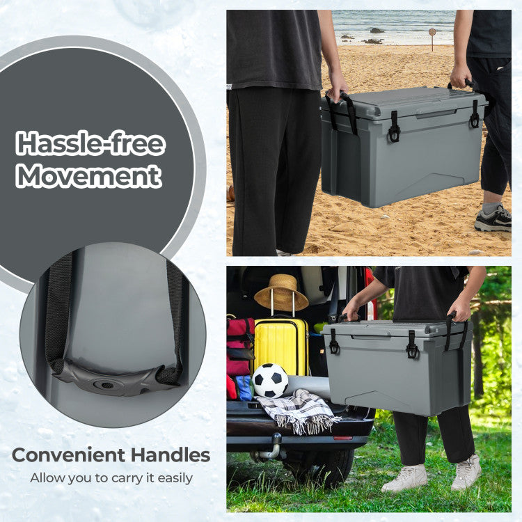 50 QT Rotomolded Cooler Insulated Portable Ice Chest with Integrated Cup Holders