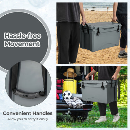 50 QT Rotomolded Cooler Insulated Portable Ice Chest with Integrated Cup Holders