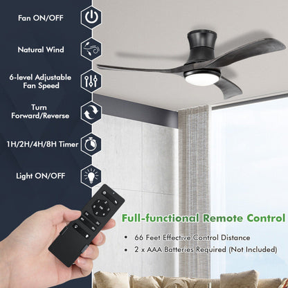 52 Inch Flush Mount Ceiling Fan with LED Light