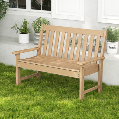 52 Inch All-Weather HDPE Outdoor Bench with Backrest and Armrests