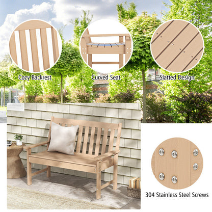52 Inch All-Weather HDPE Outdoor Bench with Backrest and Armrests
