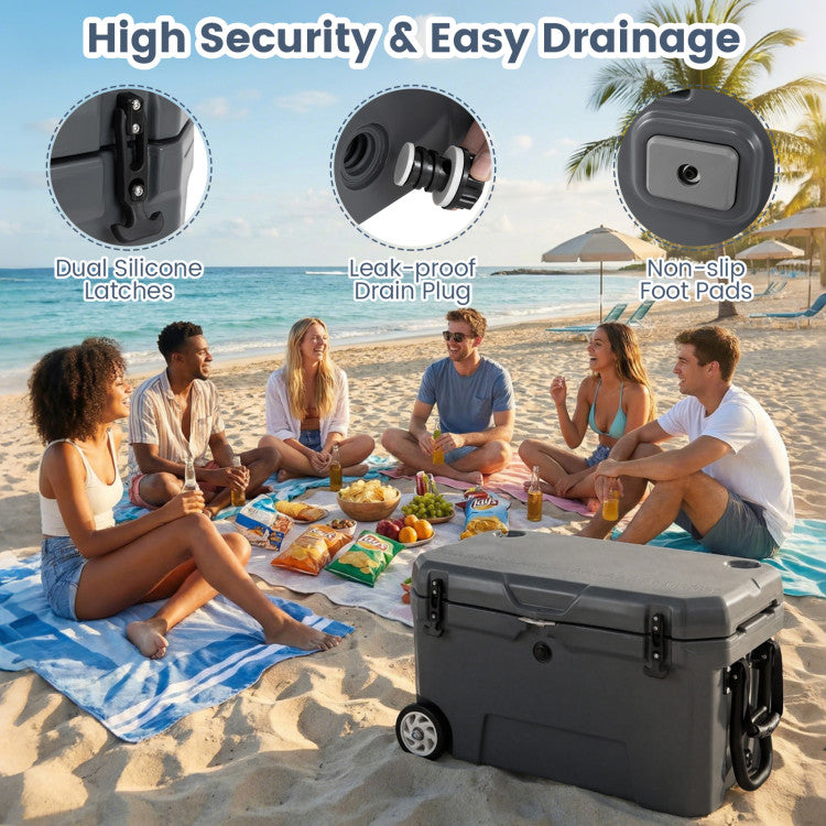 52 Quart Portable Hard Cooler with 6-Day Ice Retention and Wheels