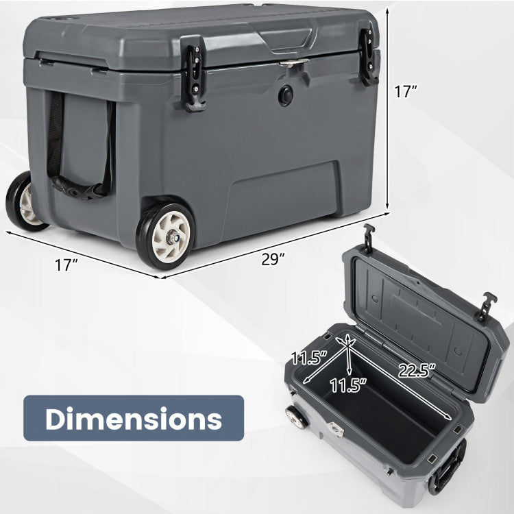 52 Quart Portable Hard Cooler with 6-Day Ice Retention and Wheels