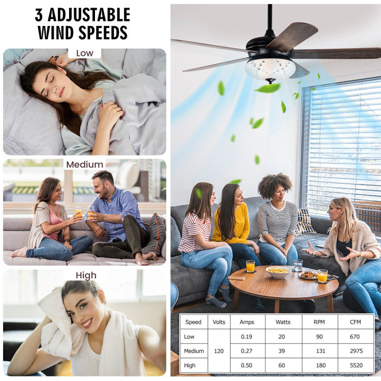52 Inches Ceiling Fan with Remote Control