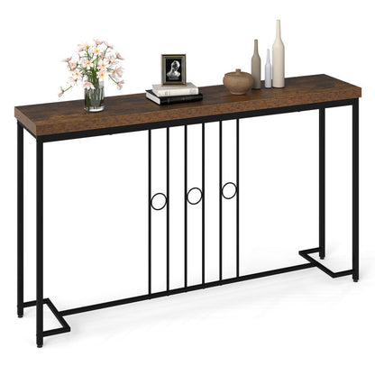 55" Industrial Console Table with H-Shaped Base