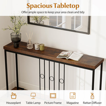 55" Industrial Console Table with H-Shaped Base