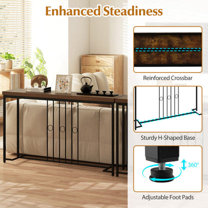 55" Industrial Console Table with H-Shaped Base