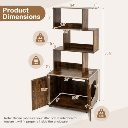56 Inch Tall Cat Litter Box Enclosure with Storage