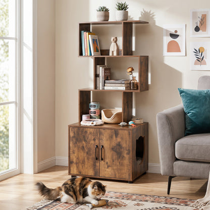 56 Inch Tall Cat Litter Box Enclosure with Storage