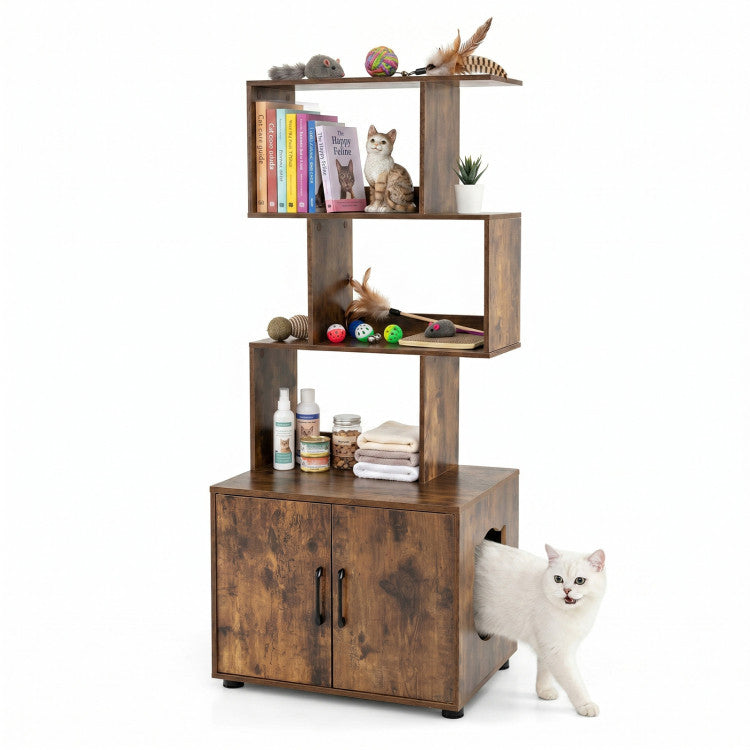 56 Inch Tall Cat Litter Box Enclosure with Storage