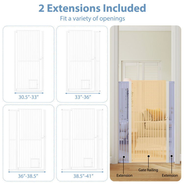 59” Extra Tall Pet Gate Heavy-Duty Metal Cat Gate with Wide Opening