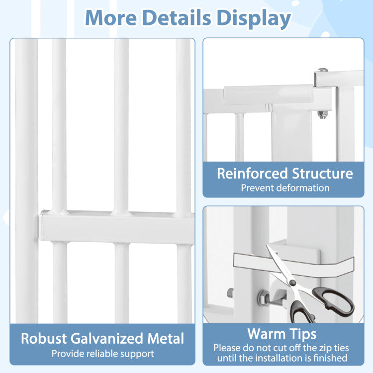 59” Extra Tall Pet Gate Heavy-Duty Metal Cat Gate with Wide Opening
