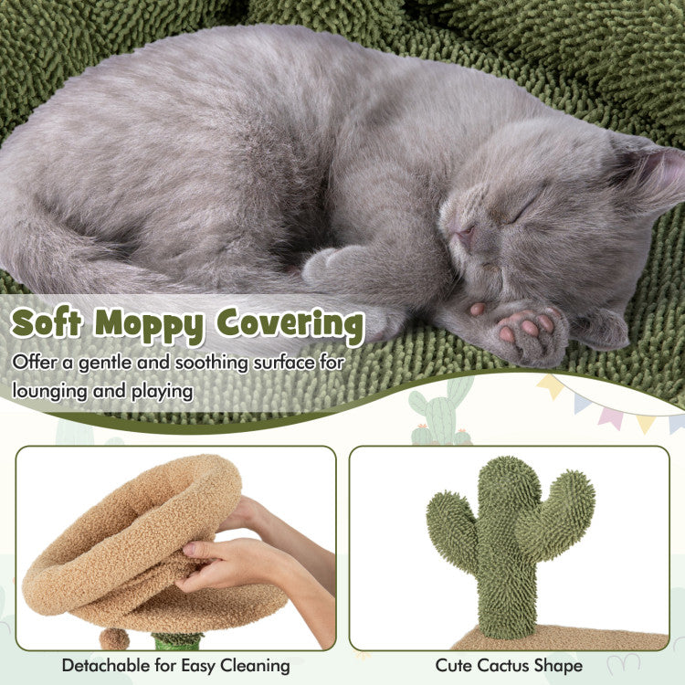 59 Inch Multilevel Cactus Kitty Activity Center with Scratching Posts Toy