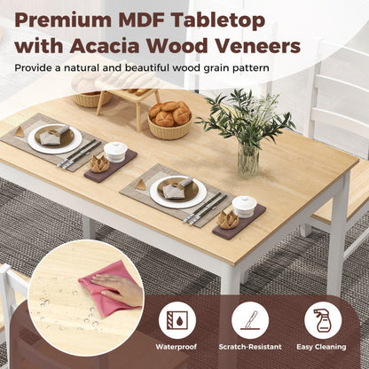 5-Piece Wooden Dining Set with Rectangular Table and 4 Chairs