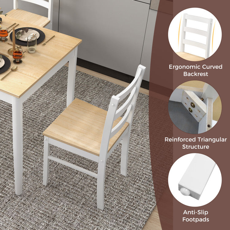 5-Piece Wooden Dining Set with Rectangular Table and 4 Chairs