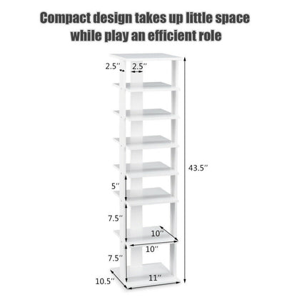 7-Tiers Vertical Wooden Space Saving Shoe Rack for Front Door