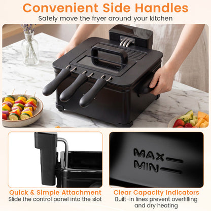 5.3-Qt Electric Deep Fryer with 3 Baskets 1700W LED Touch Screen and 6 Presets