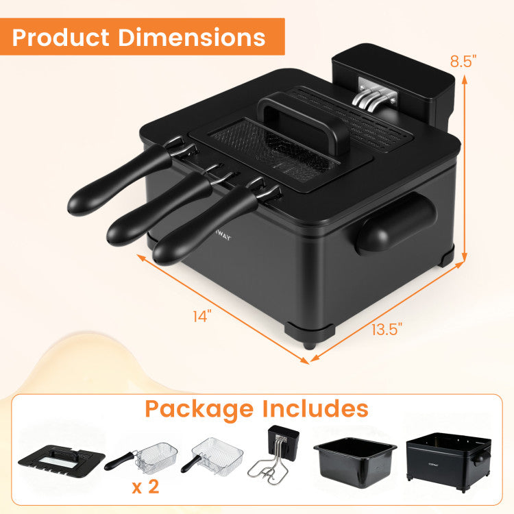 5.3-Qt Electric Deep Fryer with 3 Baskets 1700W LED Touch Screen and 6 Presets