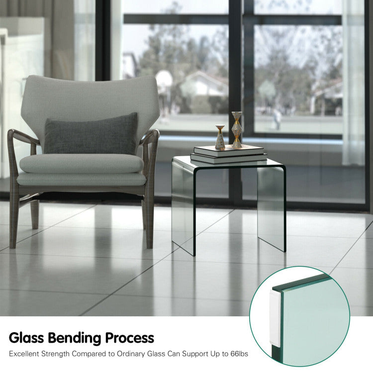 16 Inch Tempered Waterfall End Table with non-Slip Pad