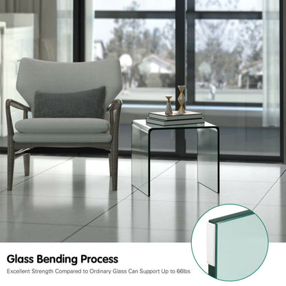 16 Inch Tempered Waterfall End Table with non-Slip Pad