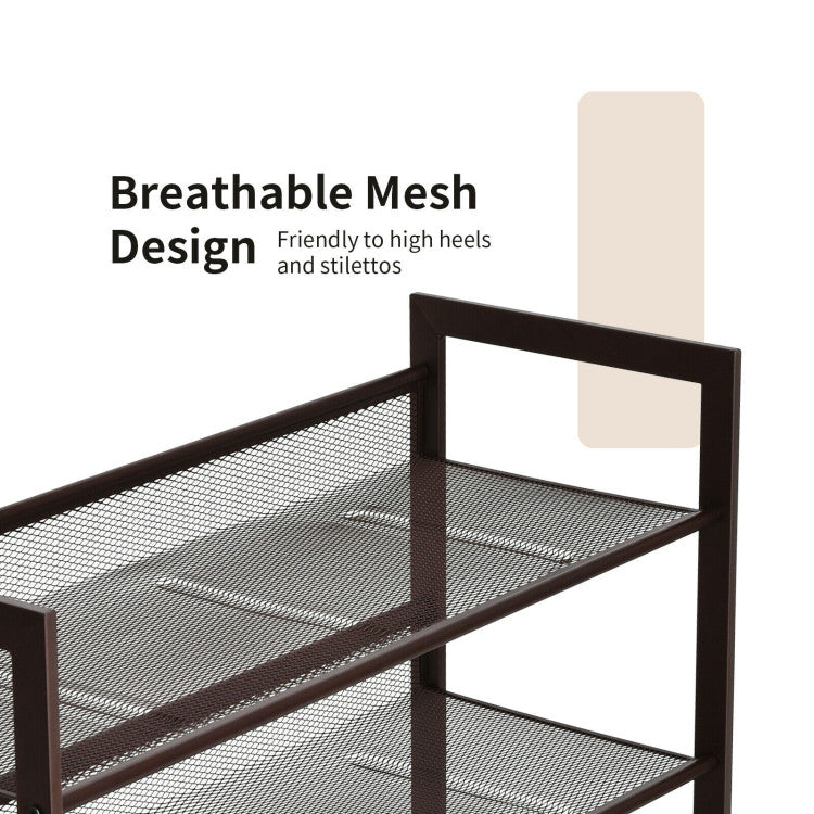 2/3/4 Tiers Flat and Slant Metal Shoe Rack for Entryway Hallway
