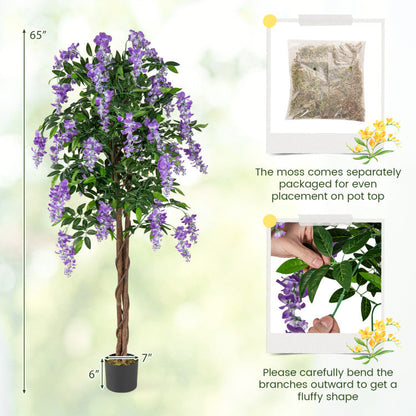 5.5 FT Faux Wisteria Plant in Nursery Pot with Blooming Flowers Set of 2