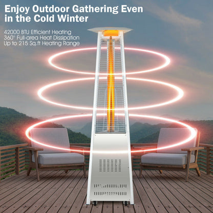 42,000 BTU Stainless Steel Pyramid Patio Heater With Wheels