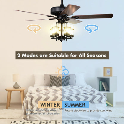 50 Inch Noiseless Ceiling Fan Light with Explosion-proof Glass Lampshades