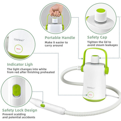 1000W Multifunction Portable Hand-held Steam Cleaner with 10 Accessories