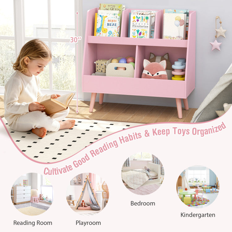 5-Cube Kids Bookshelf and Toy Organizer with Anti-Tipping Kits