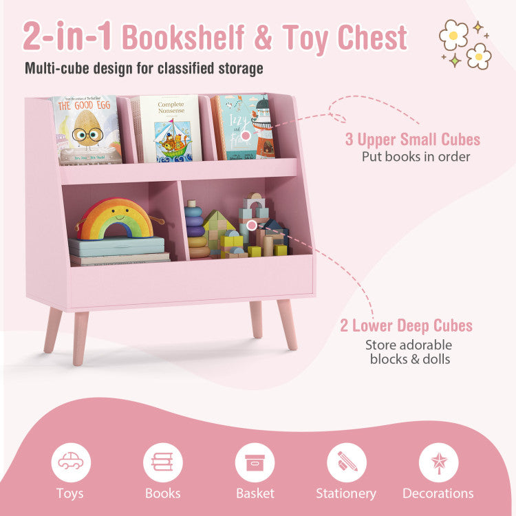 5-Cube Kids Bookshelf and Toy Organizer with Anti-Tipping Kits