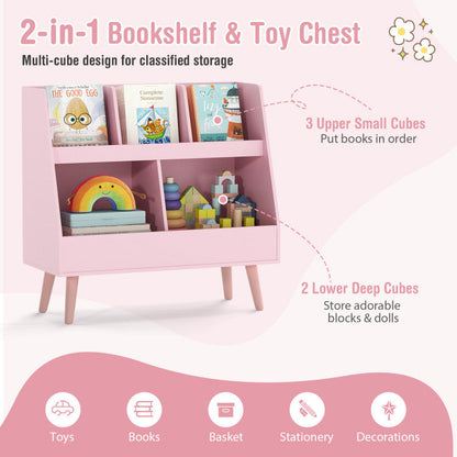 5-Cube Kids Bookshelf and Toy Organizer with Anti-Tipping Kits