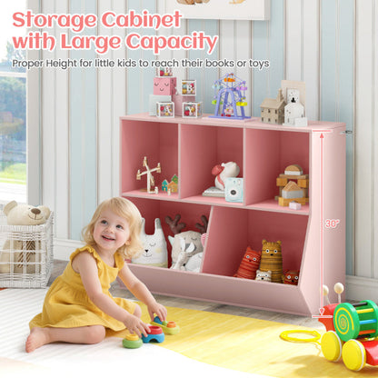 5-Cube Wooden Kids Toy Storage Organizer with Anti-Tipping Kits
