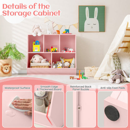 5-Cube Wooden Kids Toy Storage Organizer with Anti-Tipping Kits