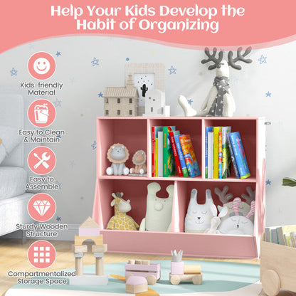 5-Cube Wooden Kids Toy Storage Organizer with Anti-Tipping Kits