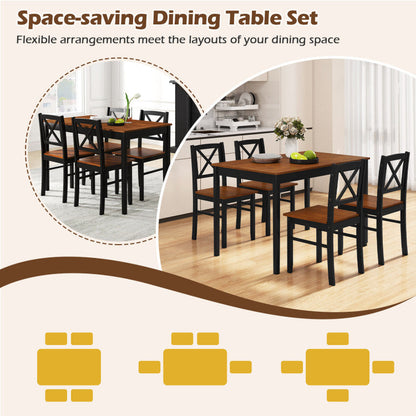 5 Piece Dining Table Set with Rectangular Kitchen Table and 4 Chairs for 4 People