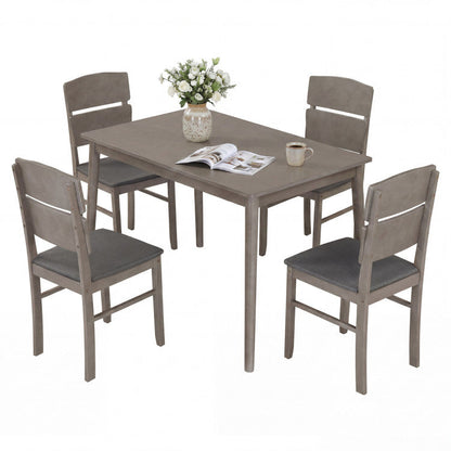 5-Piece Dining Table Set with High Curved Back for 4 People