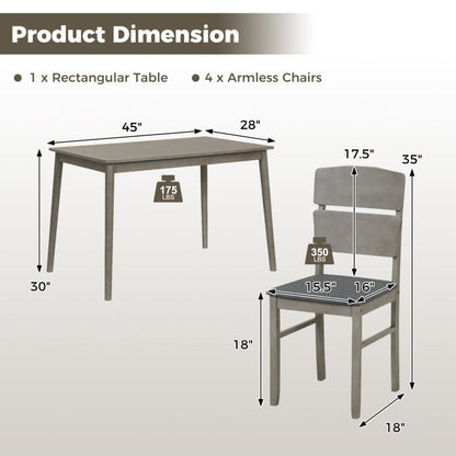 5-Piece Dining Table Set with High Curved Back for 4 People