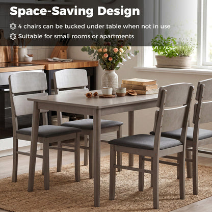5-Piece Dining Table Set with High Curved Back for 4 People