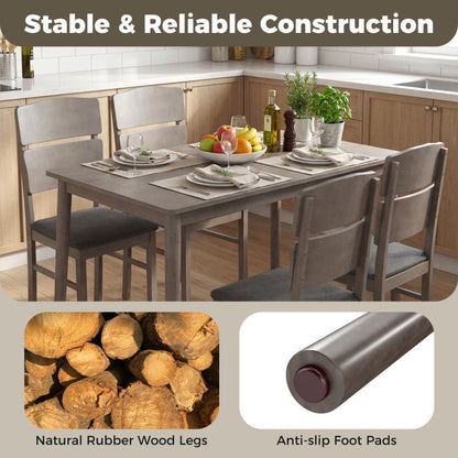 5-Piece Dining Table Set with High Curved Back for 4 People