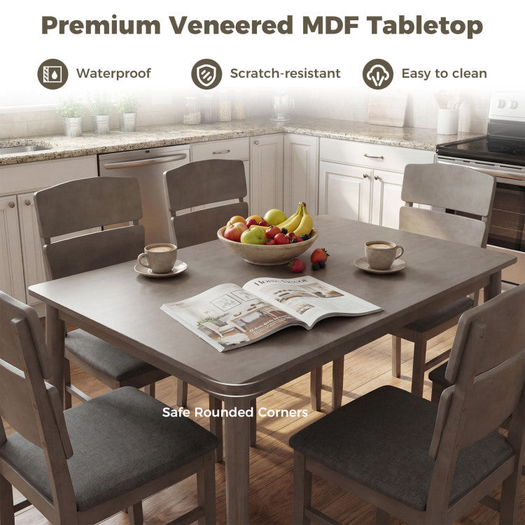 5-Piece Dining Table Set with High Curved Back for 4 People