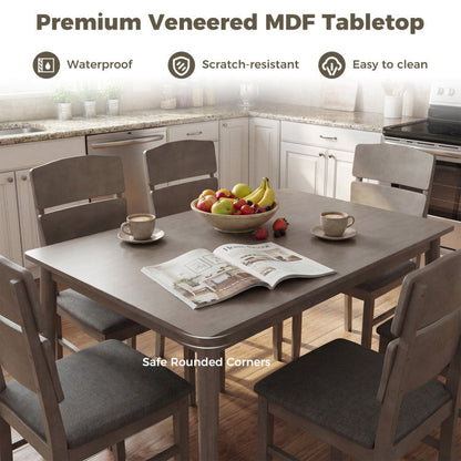 5-Piece Dining Table Set with High Curved Back for 4 People