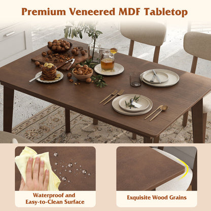 5-Piece Dining Table Set for 4 with Rubber Wood Frame and Padded Set