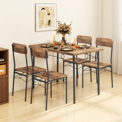 5-Piece Industrial Dining Table Set for 4 for Small Place Apartment