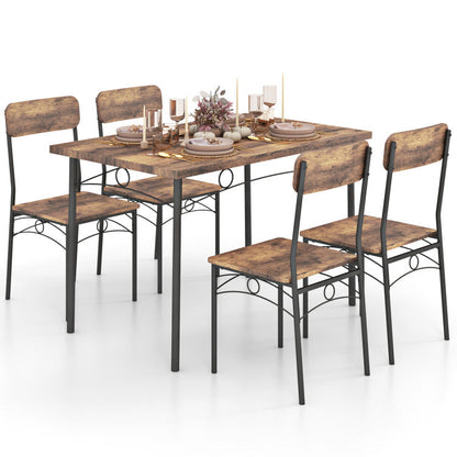 5-Piece Industrial Dining Table Set for 4 for Small Place Apartment