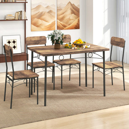 5-Piece Industrial Dining Table Set for 4 for Small Place Apartment
