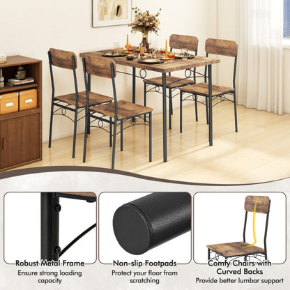 5-Piece Industrial Dining Table Set for 4 for Small Place Apartment