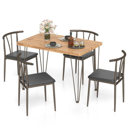 5-Piece Space-saving Dining Table Set Industrial Rectangular Kitchen Table and 4 Armless Chairs