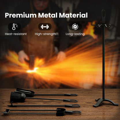 5 Pieces Fireplace Tool Set Fireplace Accessories with Poker