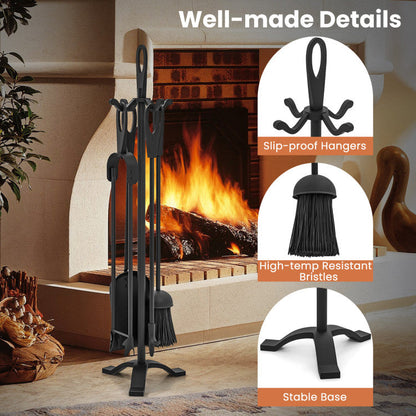 5 Pieces Fireplace Tool Set Fireplace Accessories with Poker